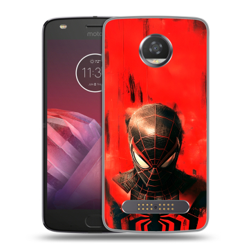 Силиконовый чехол на Motorola Moto Z2 Play с принтом человек паук spiderman