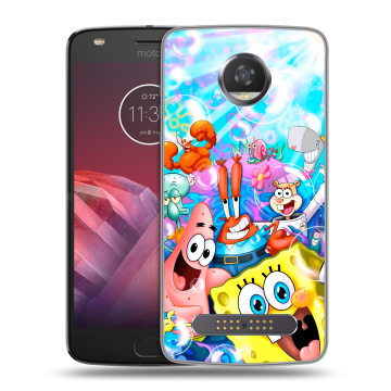 Силиконовый чехол на Motorola Moto Z2 Play с принтом спанчбоб спанч боб