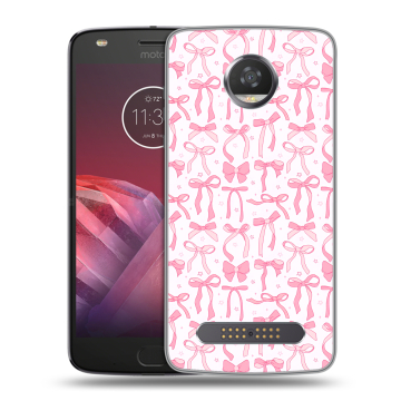 Силиконовый чехол на Motorola Moto Z2 Play с принтом Розовые бантики