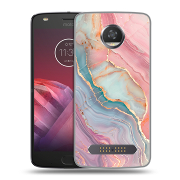 Силиконовый чехол на Motorola Moto Z2 Play с принтом розовый мрамор