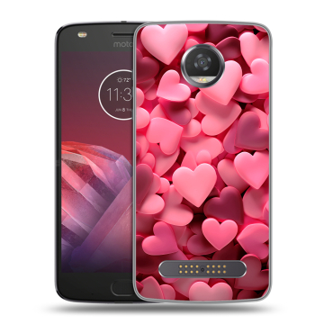 Силиконовый чехол на Motorola Moto Z2 Play с принтом розовые сердечки
