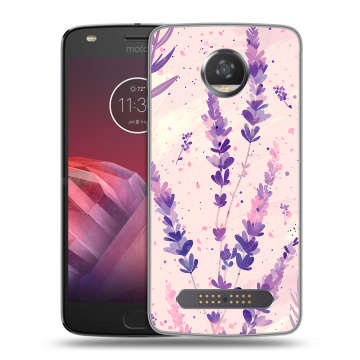 Силиконовый чехол на Motorola Moto Z2 Play с принтом цветы лаванда