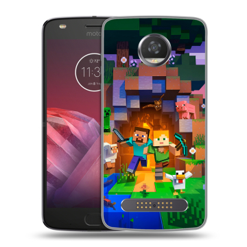 Силиконовый чехол на Motorola Moto Z2 Play с принтом Майнкрафт Minecraft Силиконовый чехол на Motorola Moto Z2 Play с принтом Майнкрафт Minecraft