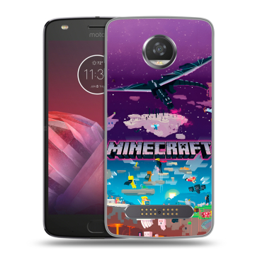 Силиконовый чехол на Motorola Moto Z2 Play с принтом Майнкрафт Minecraft
