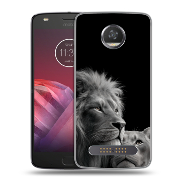 Силиконовый чехол на Motorola Moto Z2 Play с принтом Лев кошки Силиконовый чехол на Motorola Moto Z2 Play с принтом Лев кошки