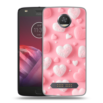 Силиконовый чехол на Motorola Moto Z2 Play с принтом Сердечки