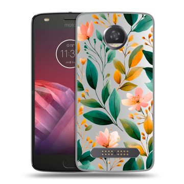 Силиконовый чехол на Motorola Moto Z2 Play с принтом Цветы паттерн Силиконовый чехол на Motorola Moto Z2 Play с принтом Цветы паттерн