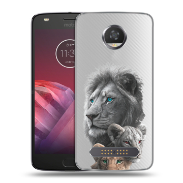Силиконовый чехол на Motorola Moto Z2 Play с принтом Львы Силиконовый чехол на Motorola Moto Z2 Play с принтом Львы