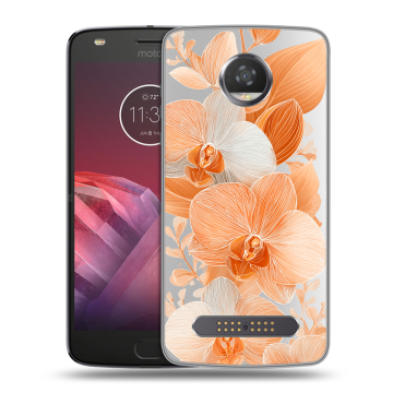 Силиконовый чехол на Motorola Moto Z2 Play с принтом Бежевые цветы Силиконовый чехол на Motorola Moto Z2 Play с принтом Бежевые цветы