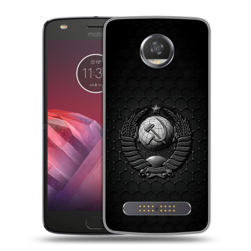Силиконовый чехол на Motorola Moto Z2 Play с принтом Герб Флаг СССР