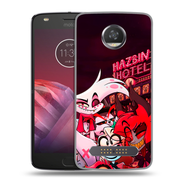 Силиконовый чехол на Motorola Moto Z2 Play с принтом Hazbin Hotel Отель Хазбин