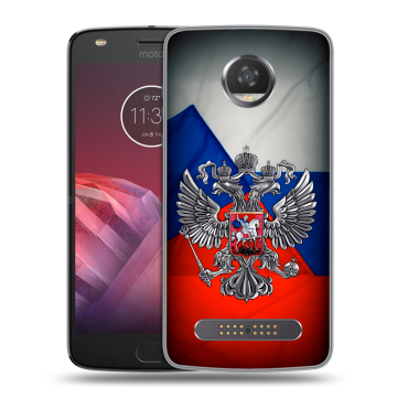 Силиконовый чехол на Motorola Moto Z2 Play с принтом Флаг России