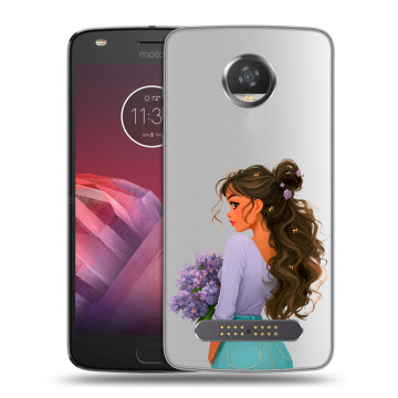 Силиконовый чехол на Motorola Moto Z2 Play с принтом девушка цветы Силиконовый чехол на Motorola Moto Z2 Play с принтом девушка цветы