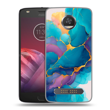 Силиконовый чехол на Motorola Moto Z2 Play с принтом Мрамор блестки Силиконовый чехол на Motorola Moto Z2 Play с принтом Мрамор блестки