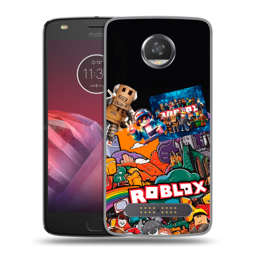 Силиконовый чехол на Motorola Moto Z2 Play с принтом Roblox Роблокс
