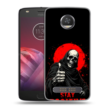 Силиконовый чехол на Motorola Moto Z2 Play с принтом смешной скелет Силиконовый чехол на Motorola Moto Z2 Play с принтом смешной скелет