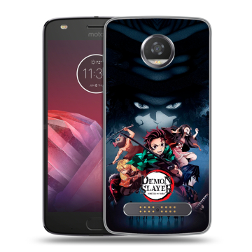 Силиконовый чехол на Motorola Moto Z2 Play с принтом Demon Slayer Клинок рассекающий демонов