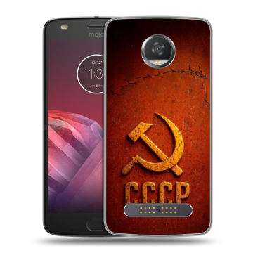 Силиконовый чехол на Motorola Moto Z2 Play с принтом Флаг Герб СССР