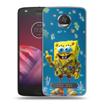 Силиконовый чехол на Motorola Moto Z2 Play с принтом Спанч боб Спанчбоб
