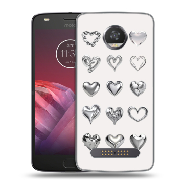Силиконовый чехол на Motorola Moto Z2 Play с принтом Y2K сердечки