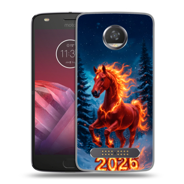 Силиконовый чехол на Motorola Moto Z2 Play с принтом Новый год коня Силиконовый чехол на Motorola Moto Z2 Play с принтом Новый год коня