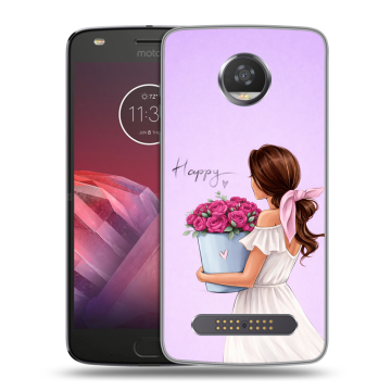 Силиконовый чехол на Motorola Moto Z2 Play с принтом женский