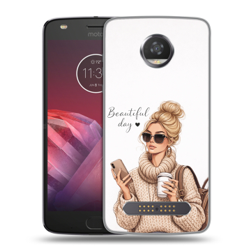 Силиконовый чехол на Motorola Moto Z2 Play с принтом женский
