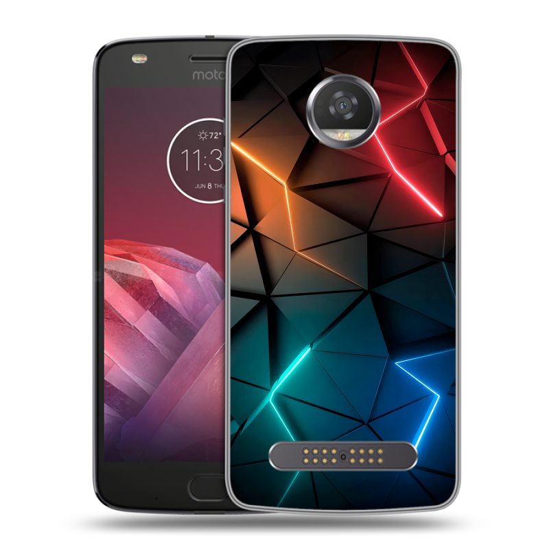Силиконовый чехол на Motorola Moto Z2 Play с принтом Абстракция неон Силиконовый чехол на Motorola Moto Z2 Play с принтом Абстракция неон