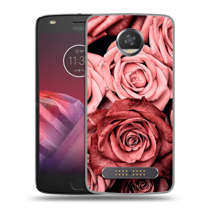 Силиконовый чехол на Motorola Moto Z2 Play с принтом Цветы розы Силиконовый чехол на Motorola Moto Z2 Play с принтом Цветы розы