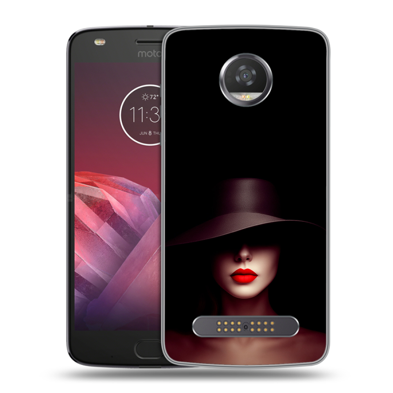 Силиконовый чехол на Motorola Moto Z2 Play с принтом Девушка в шляпе Силиконовый чехол на Motorola Moto Z2 Play с принтом Девушка в шляпе