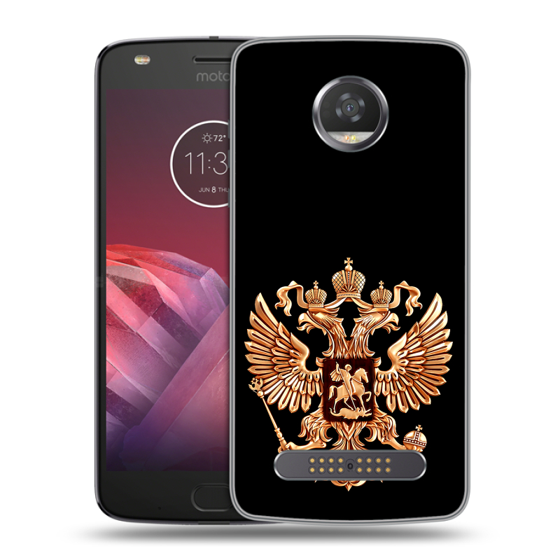 Силиконовый чехол на Motorola Moto Z2 Play с принтом Герб России золотой Силиконовый чехол на Motorola Moto Z2 Play с принтом Герб России золотой