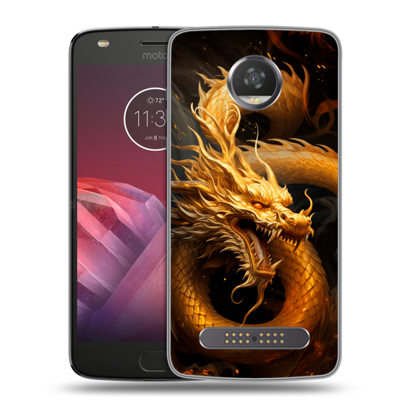 Силиконовый чехол на Motorola Moto Z2 Play с принтом Золотой дракон Силиконовый чехол на Motorola Moto Z2 Play с принтом Золотой дракон