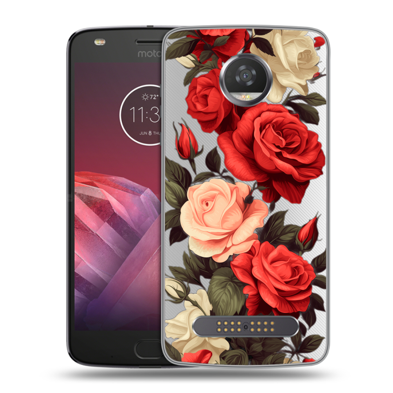 Силиконовый чехол на Motorola Moto Z2 Play с принтом Розы Силиконовый чехол на Motorola Moto Z2 Play с принтом Розы
