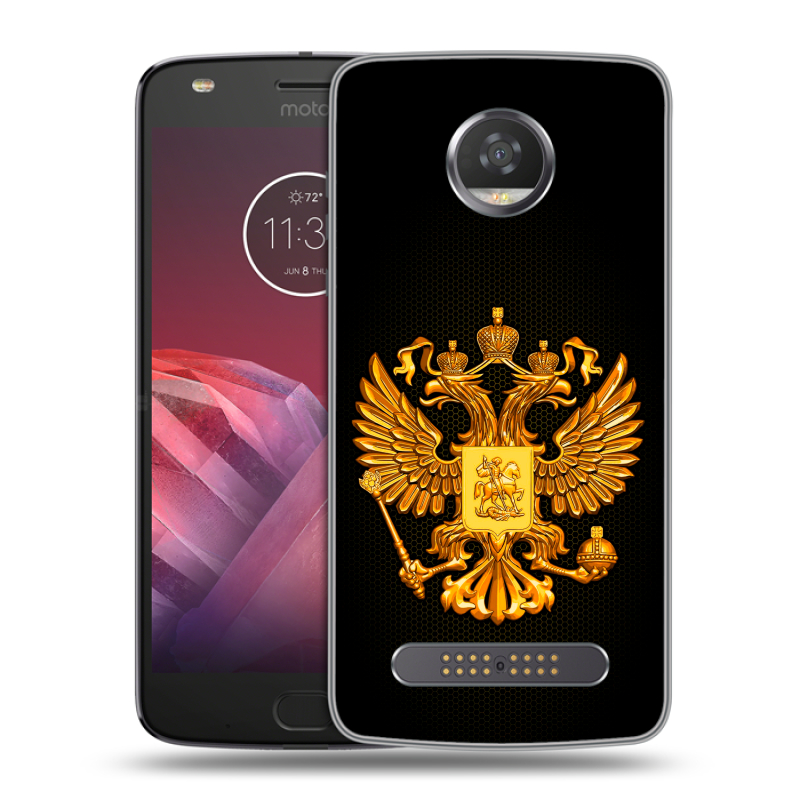 Силиконовый чехол на Motorola Moto Z2 Play с принтом Герб России желтый Силиконовый чехол на Motorola Moto Z2 Play с принтом Герб России желтый