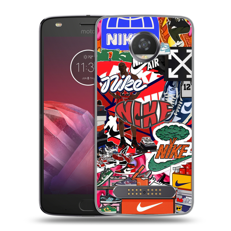 Силиконовый чехол на Motorola Moto Z2 Play с принтом Найк Nike яркий Силиконовый чехол на Motorola Moto Z2 Play с принтом Найк Nike яркий