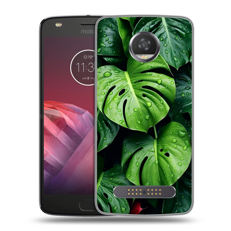 Силиконовый чехол на Motorola Moto Z2 Play с принтом Листья Силиконовый чехол на Motorola Moto Z2 Play с принтом Листья