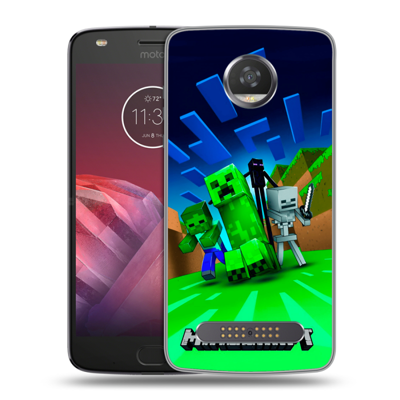 Силиконовый чехол на Motorola Moto Z2 Play с принтом Майнкрафт Силиконовый чехол на Motorola Moto Z2 Play с принтом Майнкрафт
