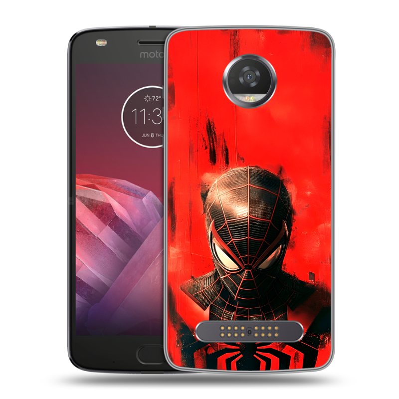 Силиконовый чехол на Motorola Moto Z2 Play с принтом человек паук spiderman Силиконовый чехол на Motorola Moto Z2 Play с принтом человек паук spiderman