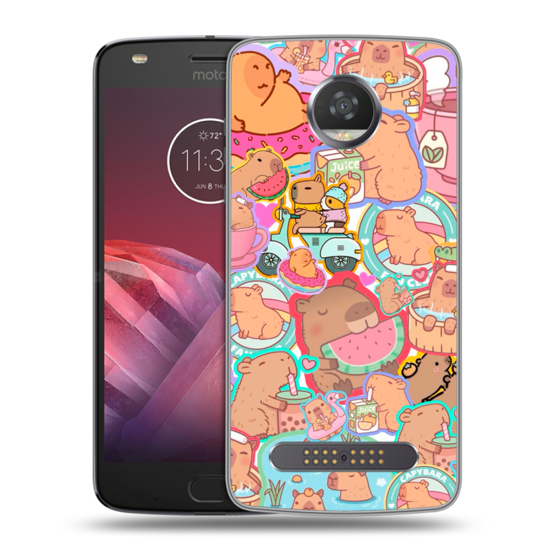 Силиконовый чехол на Motorola Moto Z2 Play с принтом капибары Силиконовый чехол на Motorola Moto Z2 Play с принтом капибары