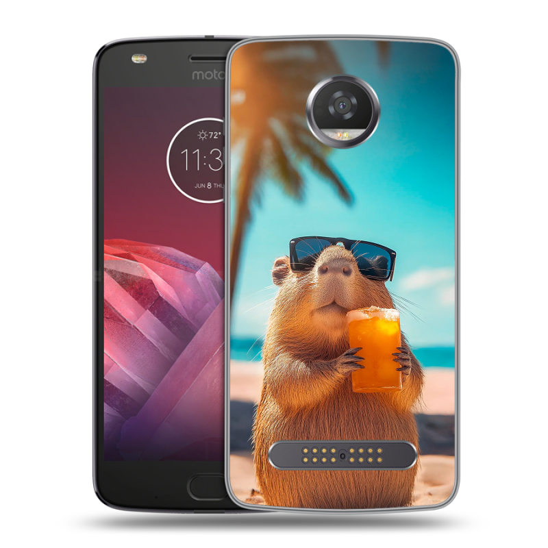 Силиконовый чехол на Motorola Moto Z2 Play с принтом Капибара Силиконовый чехол на Motorola Moto Z2 Play с принтом Капибара