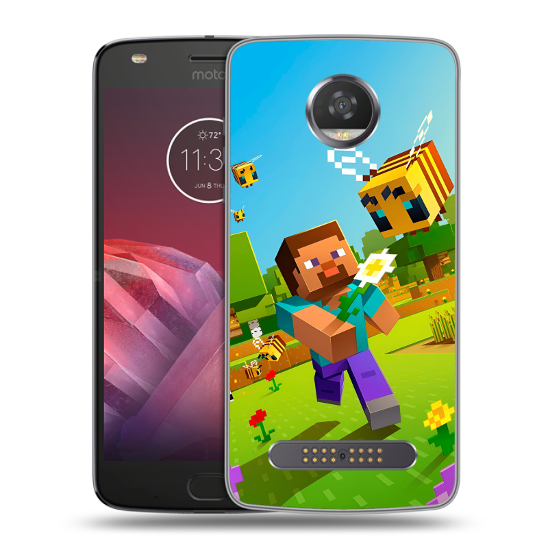 Силиконовый чехол на Motorola Moto Z2 Play с принтом Майнкрафт Minecraft Силиконовый чехол на Motorola Moto Z2 Play с принтом Майнкрафт Minecraft