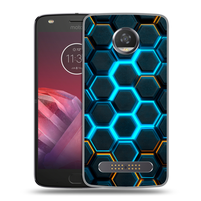 Силиконовый чехол на Motorola Moto Z2 Play с принтом Неоновые соты Силиконовый чехол на Motorola Moto Z2 Play с принтом Неоновые соты