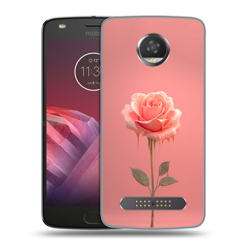 Силиконовый чехол на Motorola Moto Z2 Play с принтом Розовая роза Силиконовый чехол на Motorola Moto Z2 Play с принтом Розовая роза