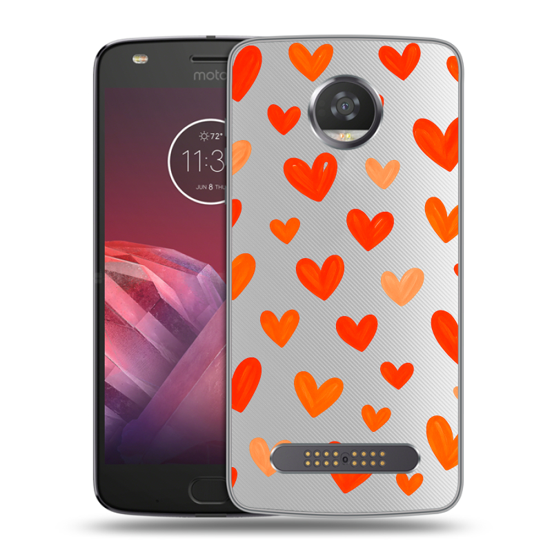 Силиконовый чехол на Motorola Moto Z2 Play с принтом Сердечки Силиконовый чехол на Motorola Moto Z2 Play с принтом Сердечки