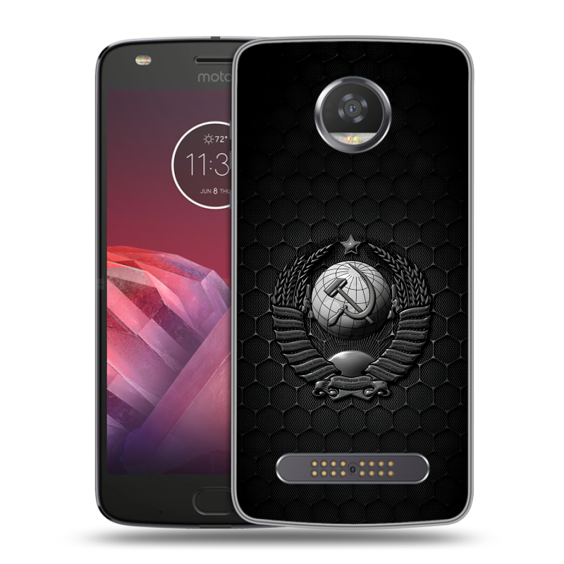 Силиконовый чехол на Motorola Moto Z2 Play с принтом Герб Флаг СССР Силиконовый чехол на Motorola Moto Z2 Play с принтом Герб Флаг СССР