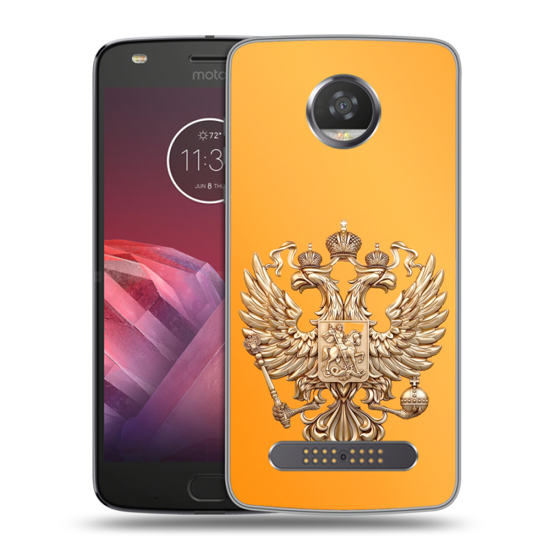 Силиконовый чехол на Motorola Moto Z2 Play с принтом Герб Флаг России Силиконовый чехол на Motorola Moto Z2 Play с принтом Герб Флаг России