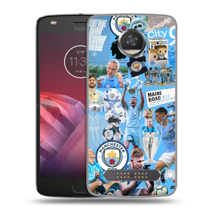 Силиконовый чехол на Motorola Moto Z2 Play с принтом Man City Манчестер Сити Силиконовый чехол на Motorola Moto Z2 Play с принтом Man City Манчестер Сити