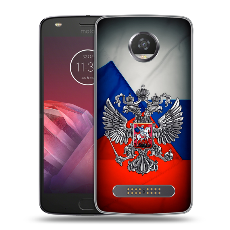 Силиконовый чехол на Motorola Moto Z2 Play с принтом Флаг России Силиконовый чехол на Motorola Moto Z2 Play с принтом Флаг России