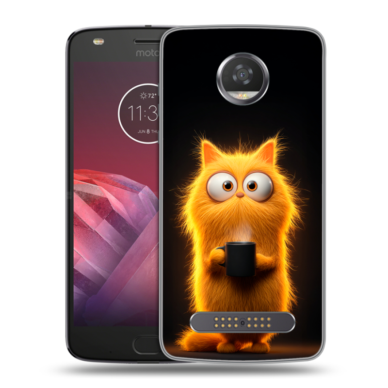 Силиконовый чехол на Motorola Moto Z2 Play с принтом Смешной кот Силиконовый чехол на Motorola Moto Z2 Play с принтом Смешной кот