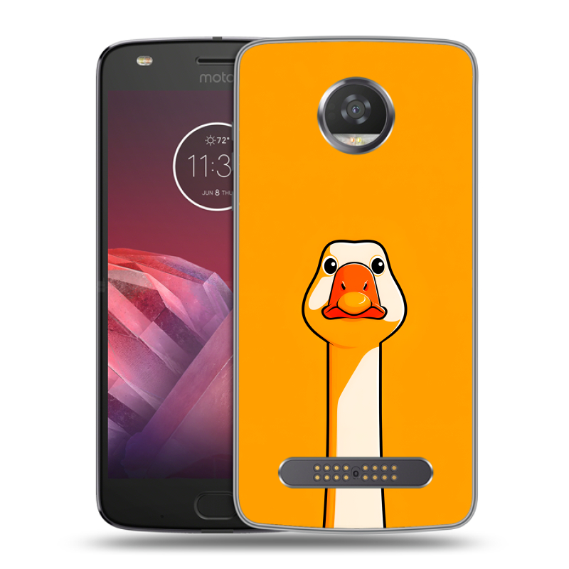 Силиконовый чехол на Motorola Moto Z2 Play с принтом Смешная утка Силиконовый чехол на Motorola Moto Z2 Play с принтом Смешная утка